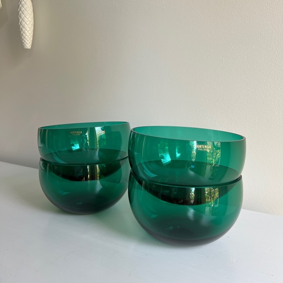 Set of 4 Vintage Green glass bowls, Hortensja Poland, rare find! - Picture 2 of 12